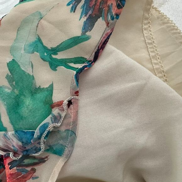 Anthropologie Soft Printed Mini Dress Flutter Sleeves Watercolor Floral Size 2X - Picture 13 of 13